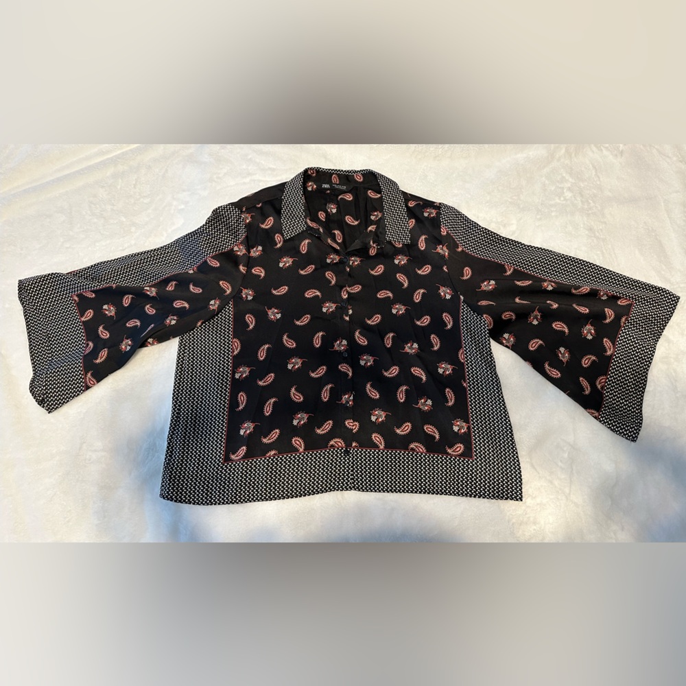 Zara red and black blouse